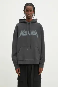 KSUBI hanorac de bumbac Electric Biggie barbati, culoarea gri, cu gluga, cu imprimeu, MPS25FL011 imagine