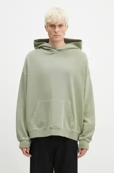 KSUBI hanorac de bumbac Sott Ekcess barbati, culoarea verde, cu gluga, cu imprimeu, MFA24FL003 imagine