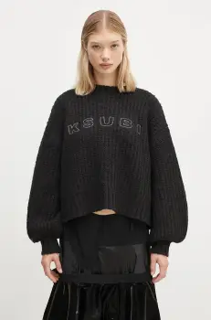 KSUBI pulover de lana Bookie Knit femei, culoarea negru, calduros, WFA24KW003 imagine