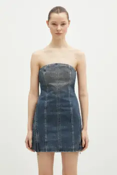 KSUBI rochie din denim Avenue Dress Sandstorm culoarea bleumarin, mini, mulata, WPS25DR006 imagine