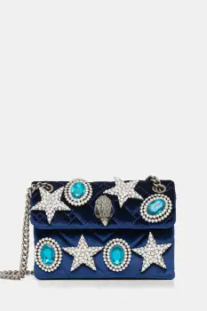 Kurt Geiger London geanta de mana din catifea VELVET MINI KENSINGTON culoarea bleumarin, 5018780789 imagine