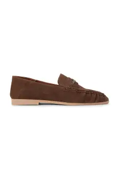 Kurt Geiger London loafers slip-on pentru femei din piele intoarsa Kurt Charm Loafer Brown imagine