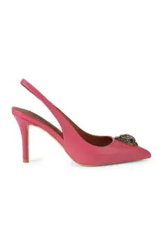 Kurt Geiger London pantofi cu toc stiletto din piele Belgravia Sling 85 Pink Comb Leather imagine
