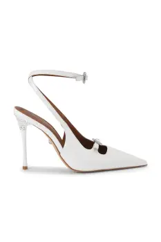 Kurt Geiger London pantofi cu toc stiletto din piele Buckle Point Court White imagine