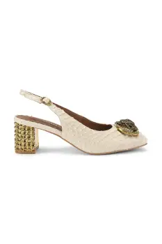 Kurt Geiger London pantofi de piele Chelsea Block Slingback culoarea bej, cu toc drept, cu toc deschis, 3415042719 imagine