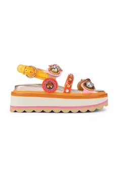 Kurt Geiger London sandale cu platforma pentru femei, din piele Octavia Sling Flatform imagine