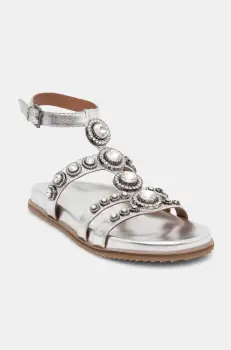 Kurt Geiger London sandale de piele Octavia Flexi Gladiator femei, culoarea argintiu, 4369063109 imagine