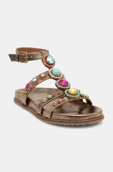 Kurt Geiger London sandale de piele Octavia Flexi Gladiator femei, culoarea auriu, 4369068109 imagine