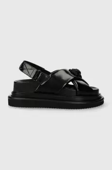 Kurt Geiger London sandale de piele Orson Cross Strap Sandal femei, culoarea negru, cu platforma, 2028900309 imagine