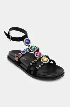 Kurt Geiger London sandale din piele intoarsa Octavia Flexi Gladiator femei, culoarea negru, 4369009209 imagine