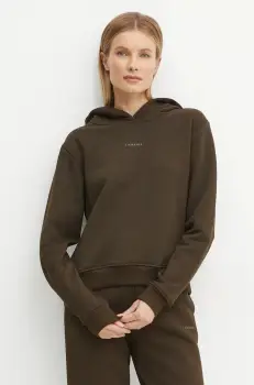 La Mania bluza ALI femei, culoarea maro, cu gluga, neted, ALI imagine