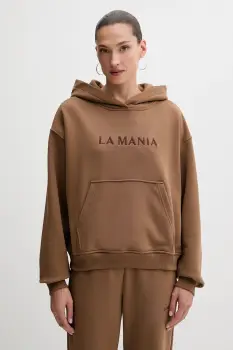 La Mania bluza BROOK culoarea gri, cu gluga, cu imprimeu, BROOK imagine