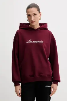 La Mania bluza culoarea bordo, cu gluga, cu imprimeu, ROCKY imagine