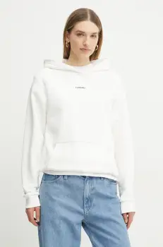 La Mania bluza femei, culoarea alb, cu gluga, melanj, ARIA imagine