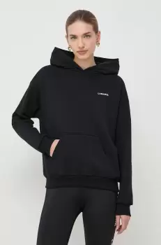 La Mania bluza femei, culoarea negru, cu gluga, cu imprimeu imagine