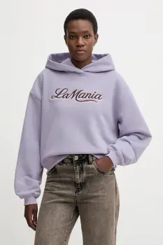 La Mania bluza LUMA culoarea gri, cu gluga, cu imprimeu, LUMA imagine