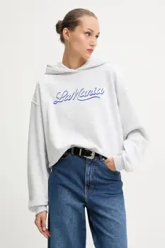La Mania bluza LUMA culoarea gri, cu gluga, melanj, LUMA imagine
