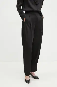 La Mania pantaloni ALLURE femei, culoarea negru, lat, high waist, LM.ALLURE imagine
