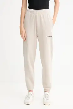 La Mania pantaloni de trening DUO culoarea bej, uni, DUO imagine