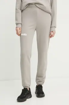 La Mania pantaloni de trening femei, culoarea bej, cu imprimeu, SOUL imagine