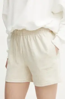 La Mania pantaloni scurti femei, culoarea bej, neted, high waist, DAISY imagine