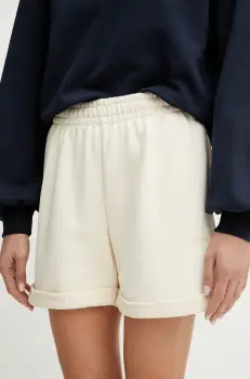 La Mania pantaloni scurti femei, culoarea bej, uni, high waist, ZONE imagine