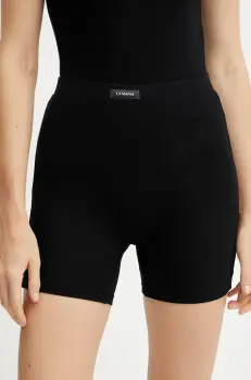 La Mania pantaloni scurti femei, culoarea negru, uni, high waist, AGAIN imagine