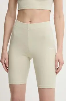 La Mania pantaloni scurti LIMI femei, culoarea verde, neted, high waist, LIMI imagine