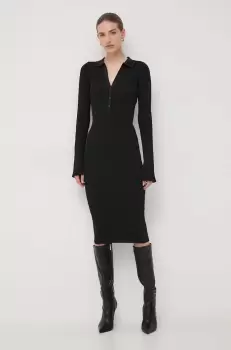 La Mania rochie culoarea negru, midi, mulata imagine