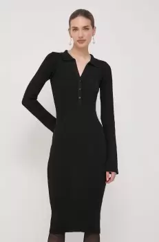 La Mania rochie culoarea negru, midi, mulata imagine