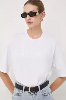 La Mania tricou din bumbac femei, culoarea alb imagine