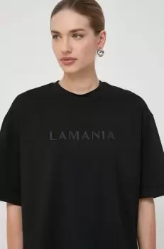 La Mania tricou din bumbac femei, culoarea negru imagine
