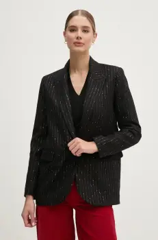 La Petite Francaise geaca de lana PFVERITABLE culoarea negru, un singur rand de nasturi, modelator, PFVERITABLE imagine