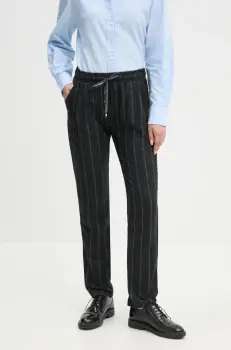 La Petite Francaise pantaloni de lana PFPOLI culoarea gri, drept, high waist, PFPOLI imagine