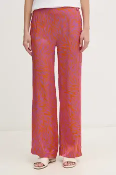 La Petite Francaise pantaloni PAVINA femei, culoarea portocaliu, drept, high waist, PAVINA imagine