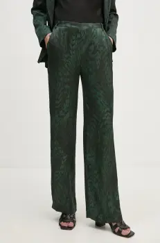 La Petite Francaise pantaloni PFPALPITANT femei, culoarea verde, drept, high waist, PFPALPITANT imagine