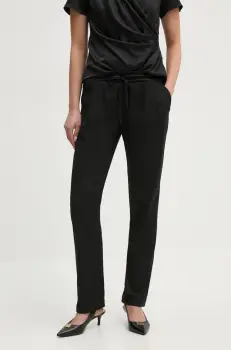 La Petite Francaise pantaloni PFPARENTAL femei, culoarea negru, drept, high waist, PFPARENTAL imagine