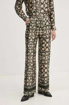 La Petite Francaise pantaloni PFPARTAGE femei, culoarea verde, drept, high waist, PFPARTAGE imagine