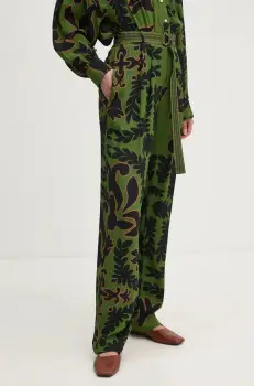 La Petite Francaise pantaloni PFPONCTUEL femei, culoarea verde, drept, high waist, PFPONCTUEL imagine