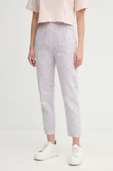 La Petite Francaise pantaloni PHAREL femei, culoarea violet, drept, high waist, PHAREL imagine