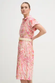 La Petite Francaise rochie din bumbac RAJA culoarea roz, midi, drept, RAJA imagine