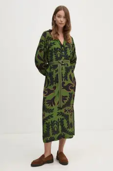 La Petite Francaise rochie PFRECONNUE culoarea verde, maxi, evazati, PFRECONNUE imagine