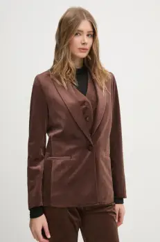 La Petite Francaise sacou culoarea maro, un singur rand de nasturi, neted, PFVACARME imagine