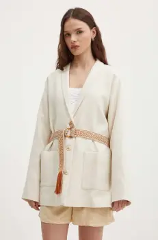 La Petite Francaise sacou VOYELLE culoarea bej, un singur rand de nasturi, neted imagine