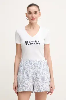 La Petite Francaise tricou din bumbac femei, culoarea alb, THIBAULT imagine