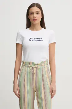La Petite Francaise tricou din bumbac LPF femei, culoarea alb, LPF imagine