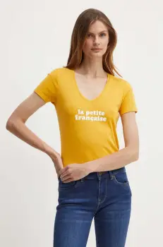 La Petite Francaise tricou din bumbac THIBAULT femei, culoarea portocaliu imagine