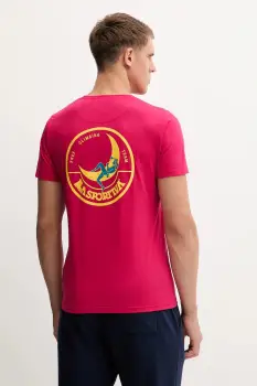 LA Sportiva tricou din bumbac Climbing on the Moon culoarea roz, cu imprimeu, ZACT157 imagine