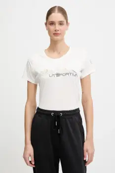 LA Sportiva tricou din bumbac Peaks culoarea bej, ZACT082 imagine