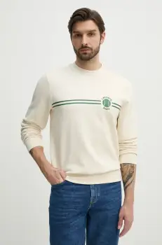 Lacoste bluza barbati, culoarea bej, cu imprimeu, SH9691 imagine